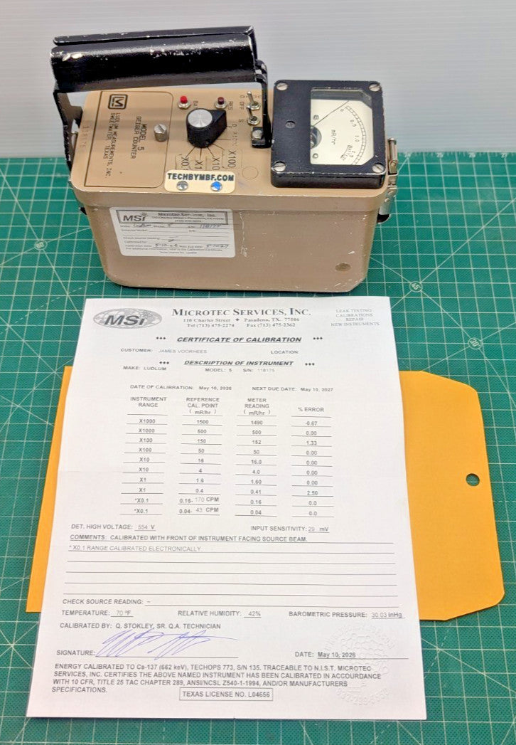 1x Guaranteed & 2026 Calibrated Ludlum Model 5 Geiger mR Meter With Hard Case