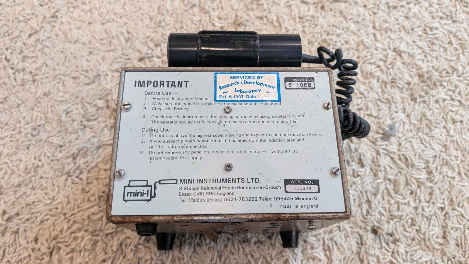 Mini Monitor Series 5.10 With End Window Probe Geiger Counter Meter