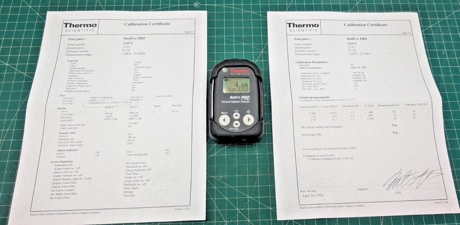1x 2026 Calibrated Thermo RadEye PRD with All Menus UNLOCKED! 1 yr guarantee!