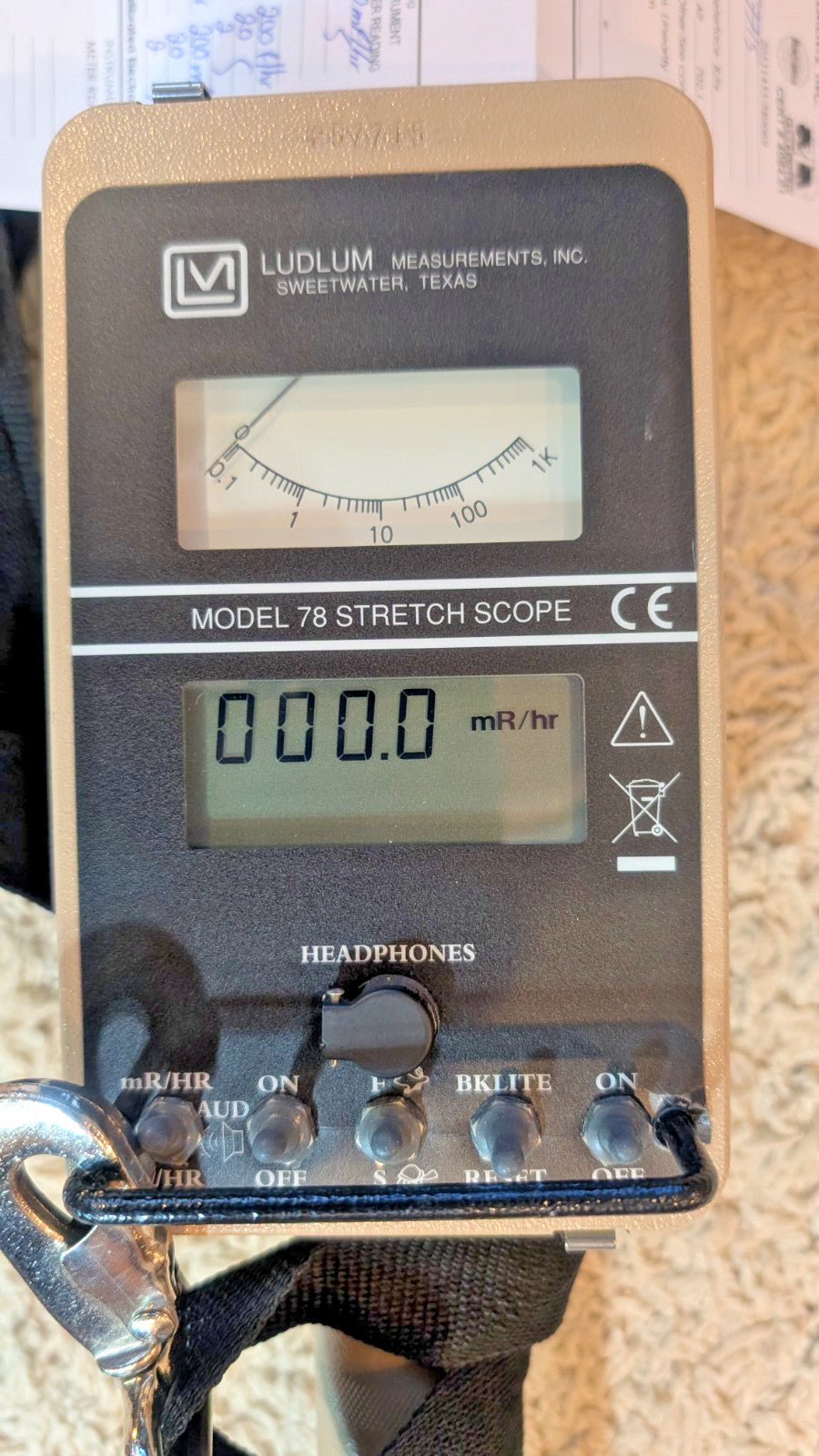 Ludlum FACTORY Calibrated M-78 Stretch Scope Survey Meter Background to 1kR/hr