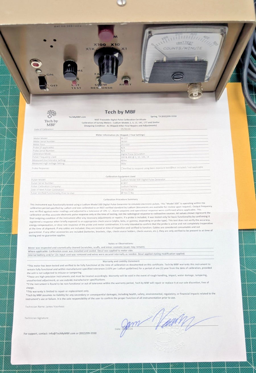 1x Ludlum Model 177 Bench Top Counter, Tested, NIST traceable, 1 Year Guaranteed