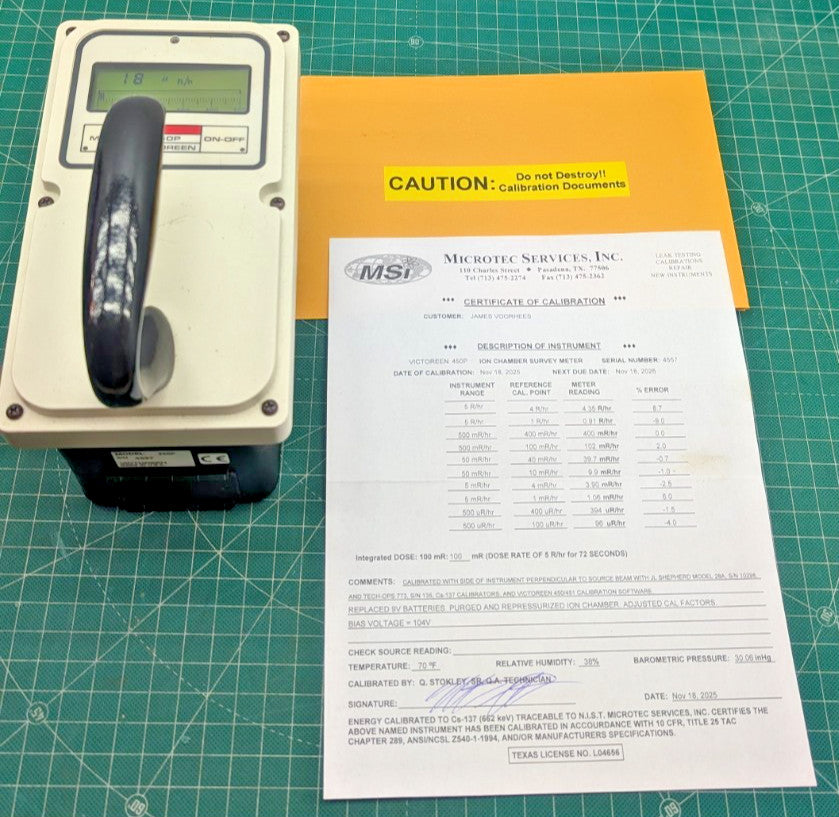 Fluke Inovision Victoreen 450-P Ion Chamber 2025 Calibrated and Guaranteed