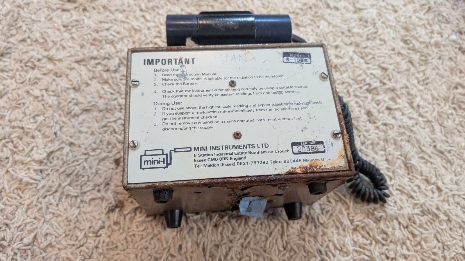Mini Monitor Series 5.10 With Failed End Window Probe Geiger Counter Meter