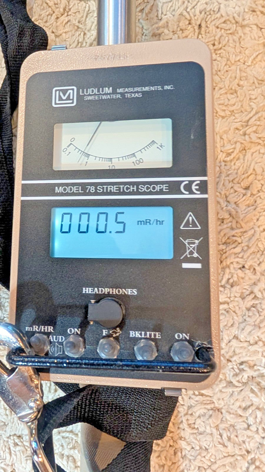 Ludlum FACTORY Calibrated M-78 Stretch Scope Survey Meter Background to 1kR/hr