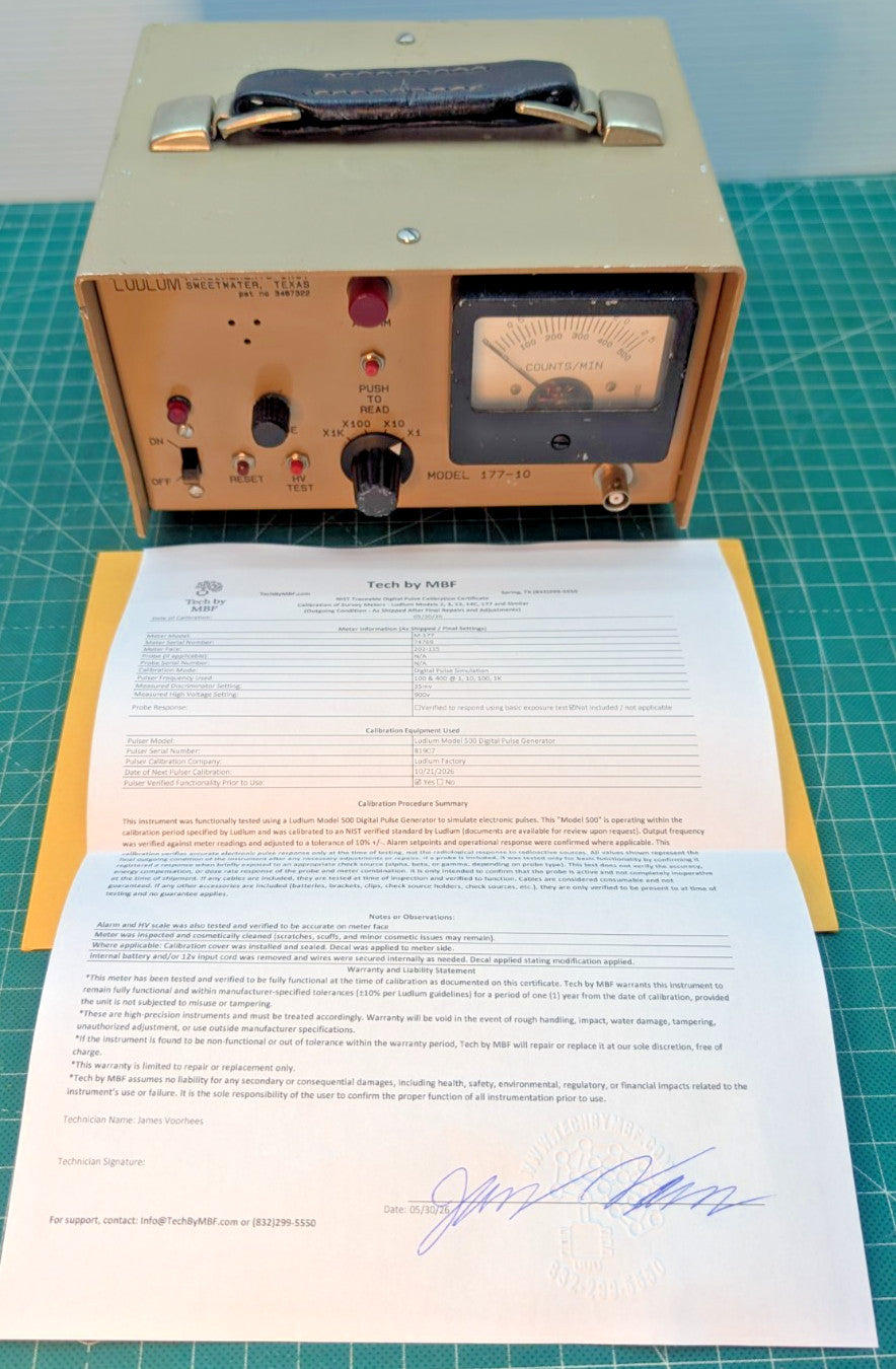 1x Ludlum Model 177-10 Bench Top Counter, NIST traceable Cal., 1 Yr Guaranteed