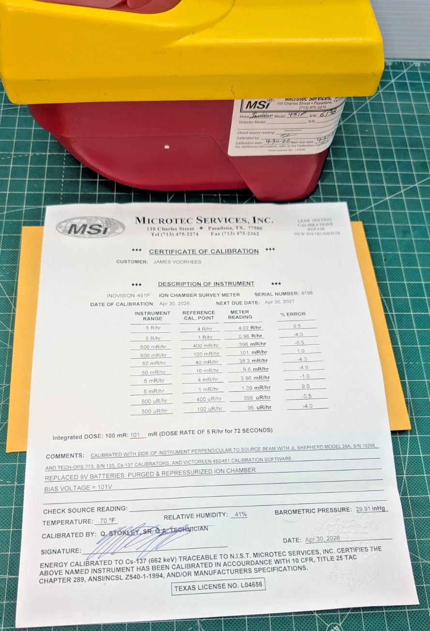 Fluke Inovision 451-P Ion Chamber 2026 Calibrated Hard Case and 1yr Warranty