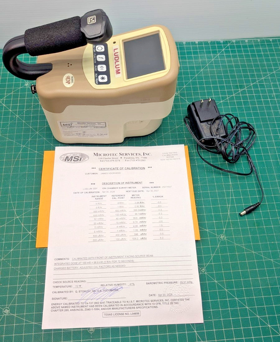 Ludlum 9DP Ion Chamber 2026 Calibrated Rechargeable Batt Hard case 1yr Warr!