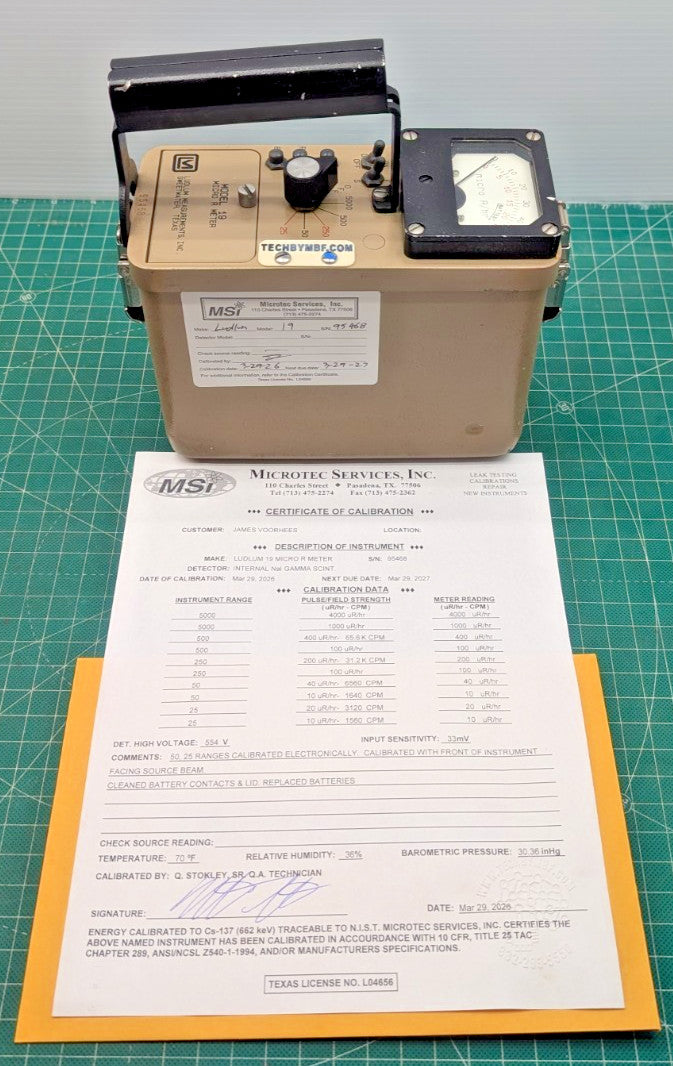 1x Guaranteed & 2026 Calibrated Ludlum Model 19 NaI Micro R Meter With Hard Case